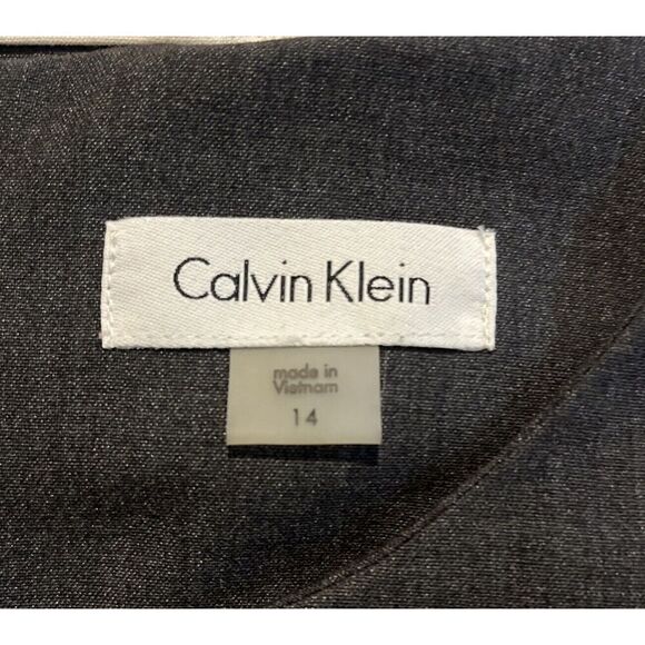 Calvin Klein Color Block Fit and Flare Dress Womens Size 14 Black Charcoal - Picture 3 of 5